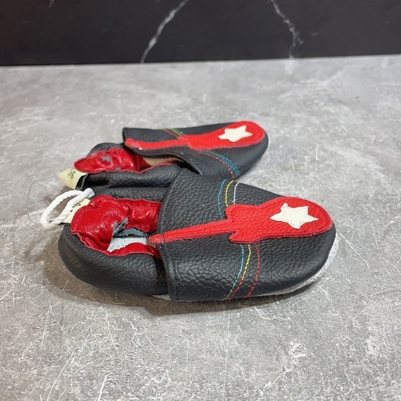 IEvolve Guitar Soft Leather Crib Shoes Black/Red Size 0-6 months - Picture 5 of 8